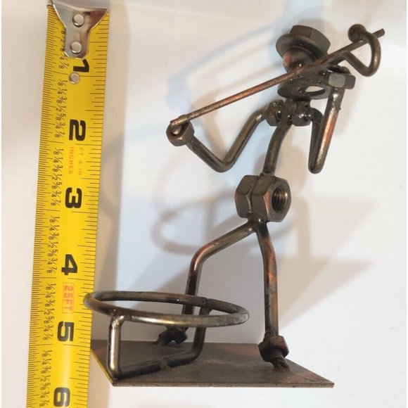 Violin Player Metal Nuts and Bolts Musician Figurine Candle Holder? 4x3.5x5" - Picture 12 of 12